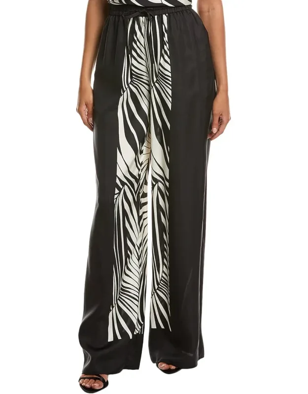 Pull-on Wide Leg Silk-blend Pants