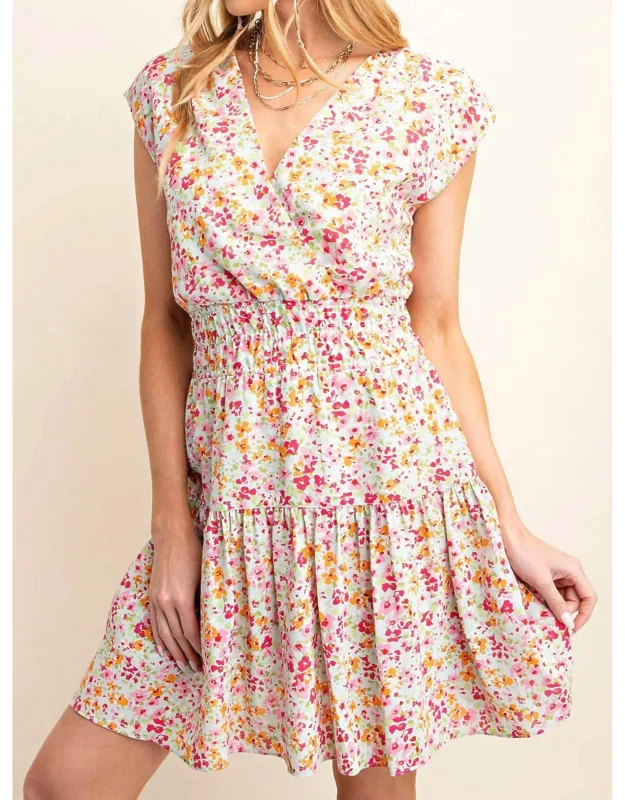 Spring In Your Step Floral Dress With Vibrant Hues And A-line Silhouette