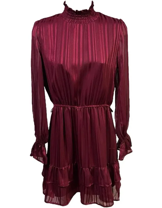 Mock Neck Ruffle Tiered Hem Mini Dress