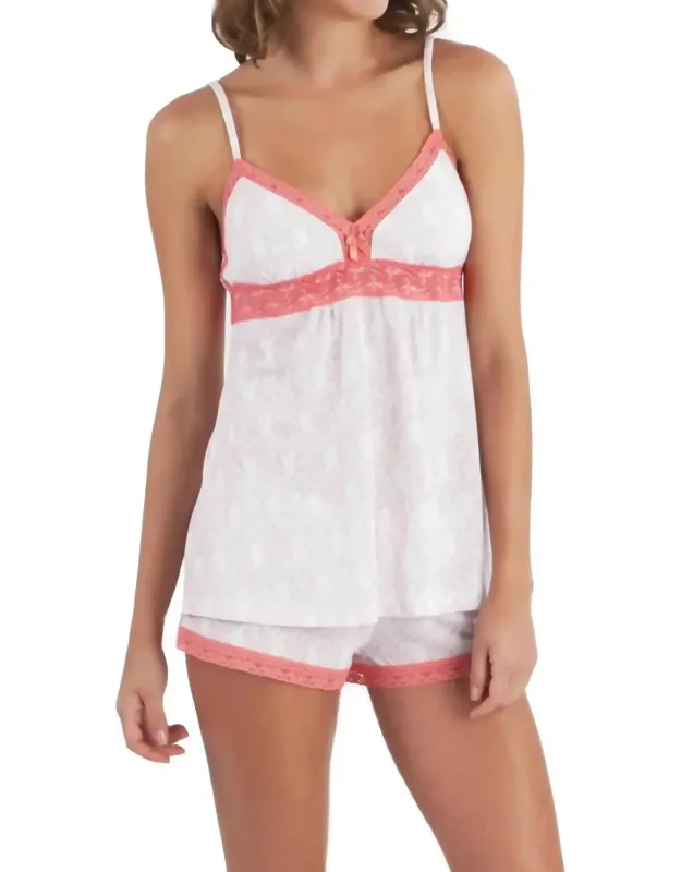 Spaghetti Strap Camisole Mini Boxer Pajama Set In Pod Print