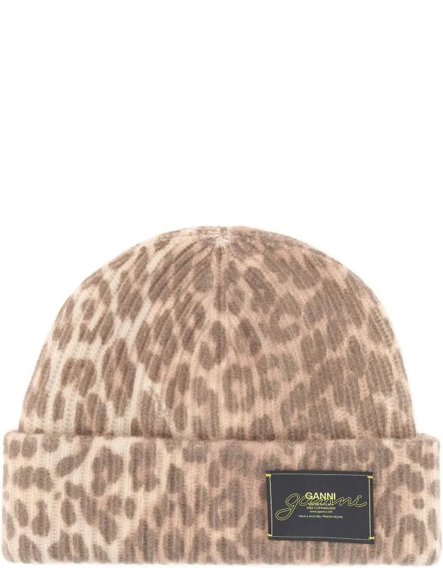 Wool Hat With Leopard Pattern
