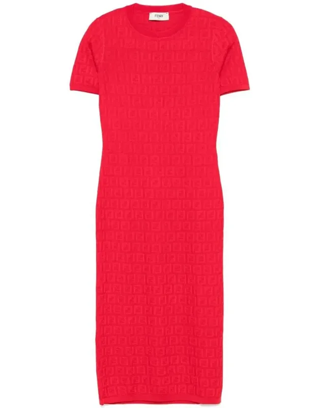 Cotton And Viscose Fitted Midi Dress