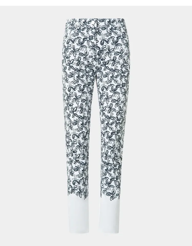 Scribble Daisy Print Skinny-leg Ankle Jeans