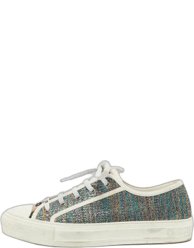 Multicolor Metallic Foil Fabric Low-top Sneakers