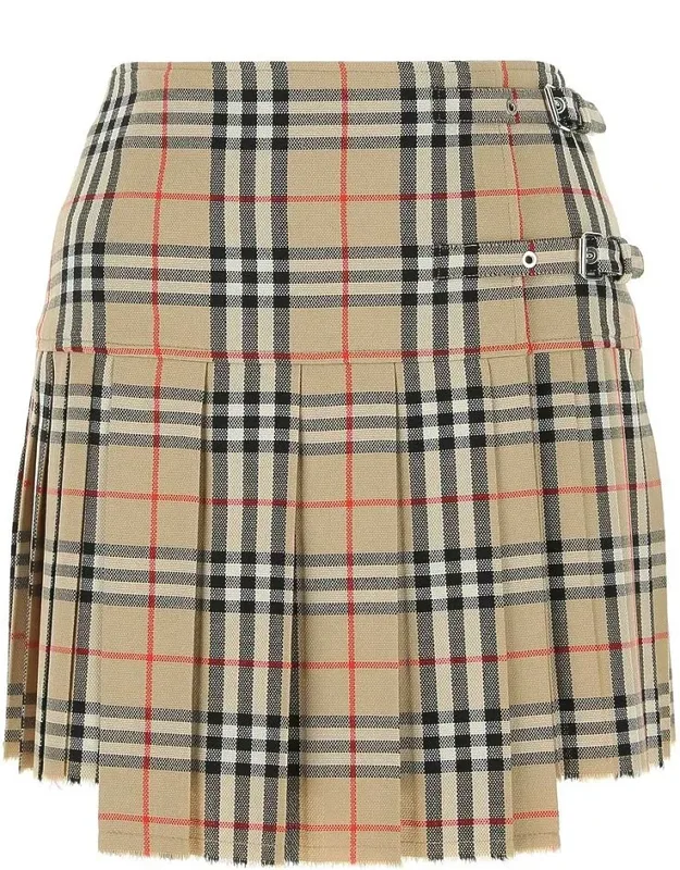 Skirt With Side Buckle Fastening And Pleat Detailing