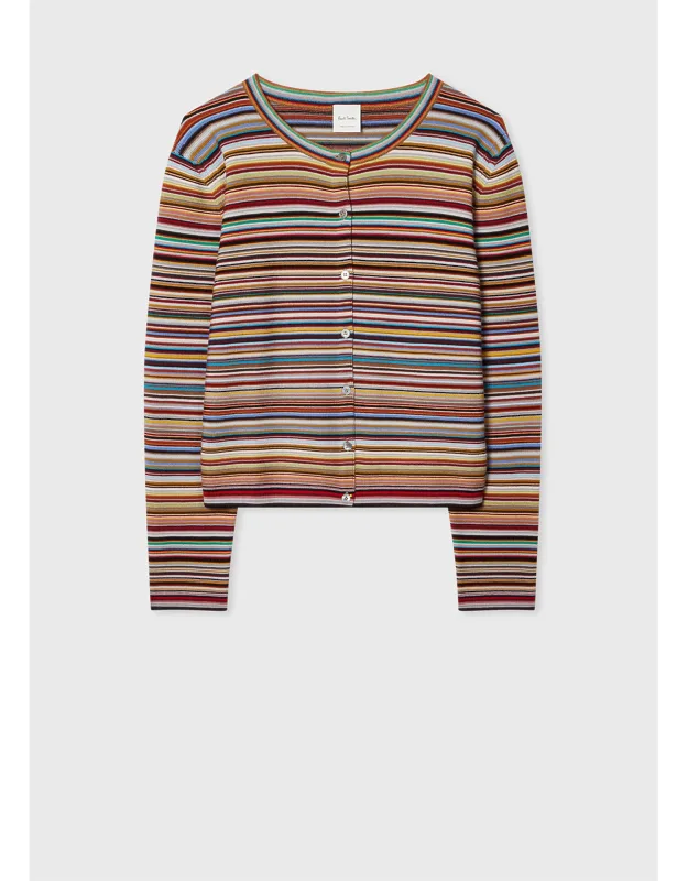 'signature Stripe' Knitted Cardigan