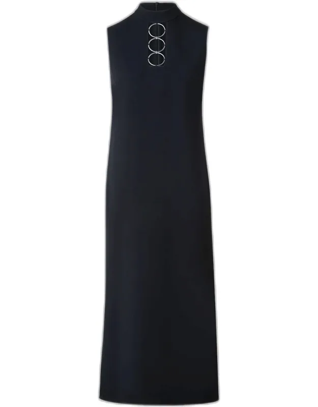 Cutout Ring Hardware Wool Dress