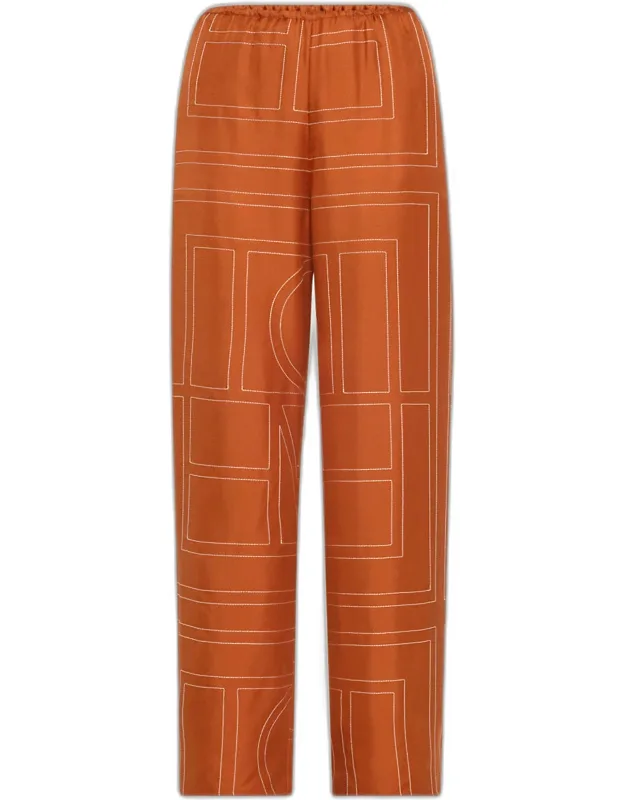 Monogram Silk Pajama Bottoms