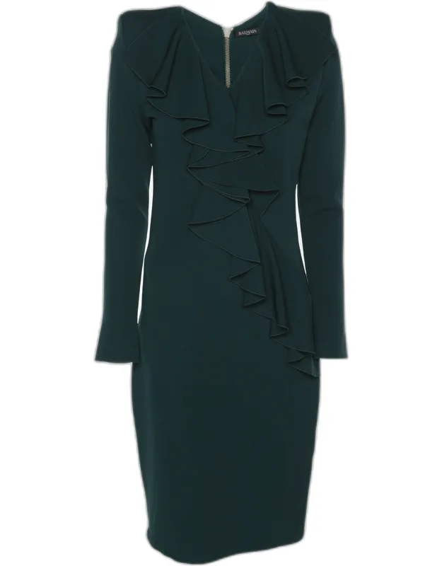 Crepe Ruffle Midi Dress