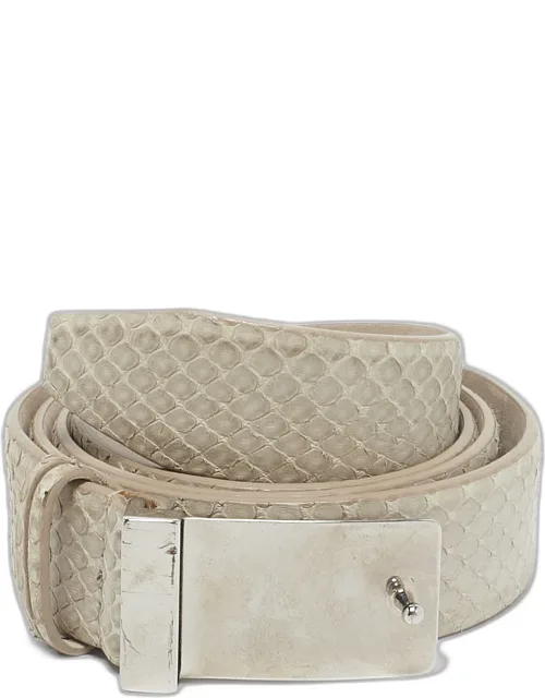 Light Grey Snakeskin Buckle Belt