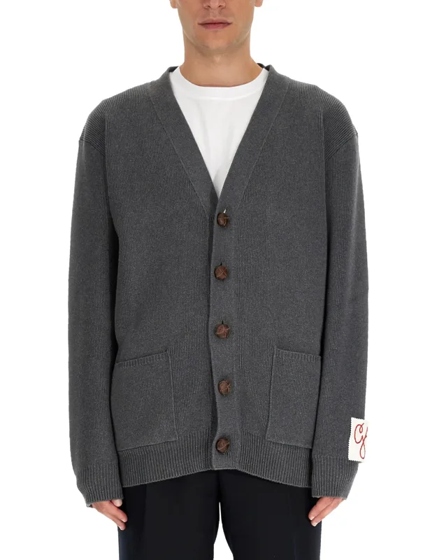 Logo Lapel Cardigan