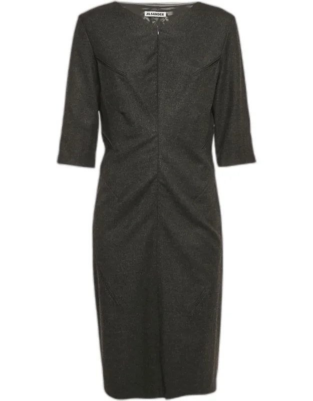 Wool V-neck Sheath Dress