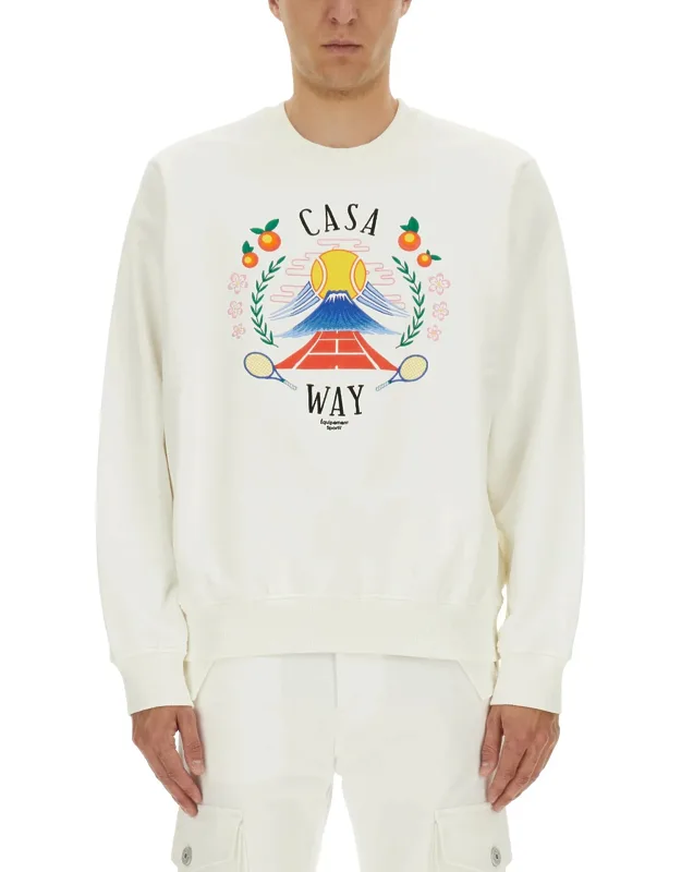 Sweatshirt With "home Way Mountain" Embroidery