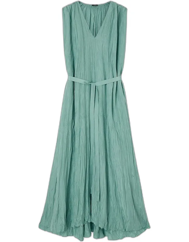 Crinkled Habotai Silk Maxi Dress