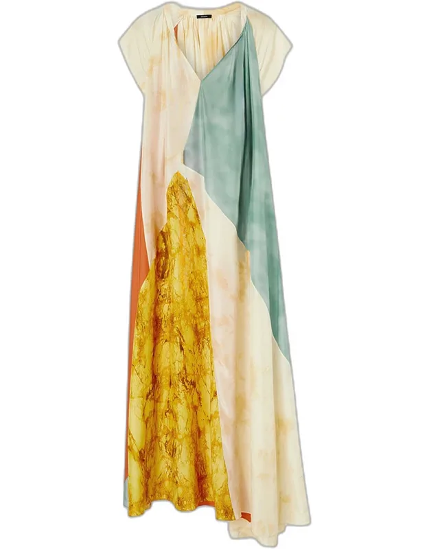 Tulipa Marble-print Silk Maxi Dress