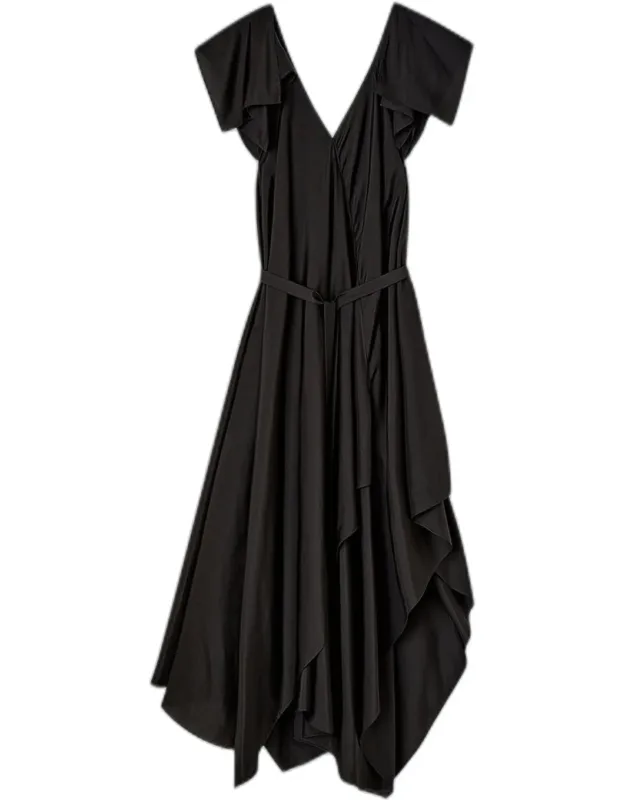 Draped Habotai Silk Maxi Dress