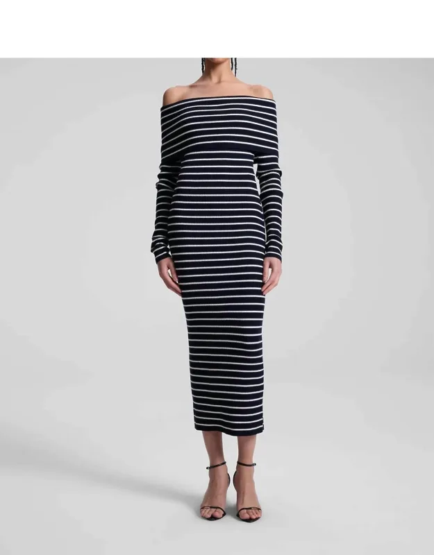 Off The Shoulder Striped Dress