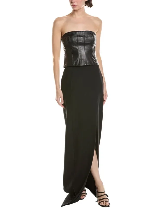 Adriana Leather-trim Midi Dress