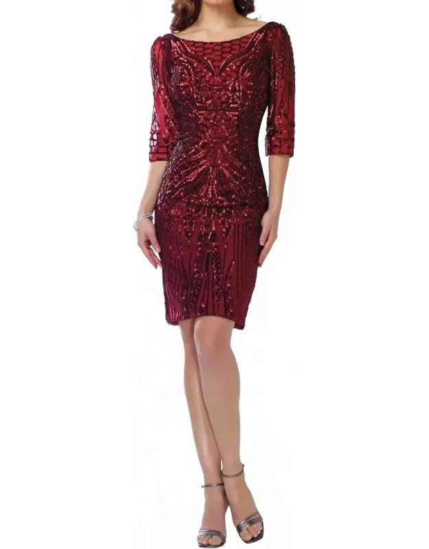 Illusion Sequined Cocktail Dress