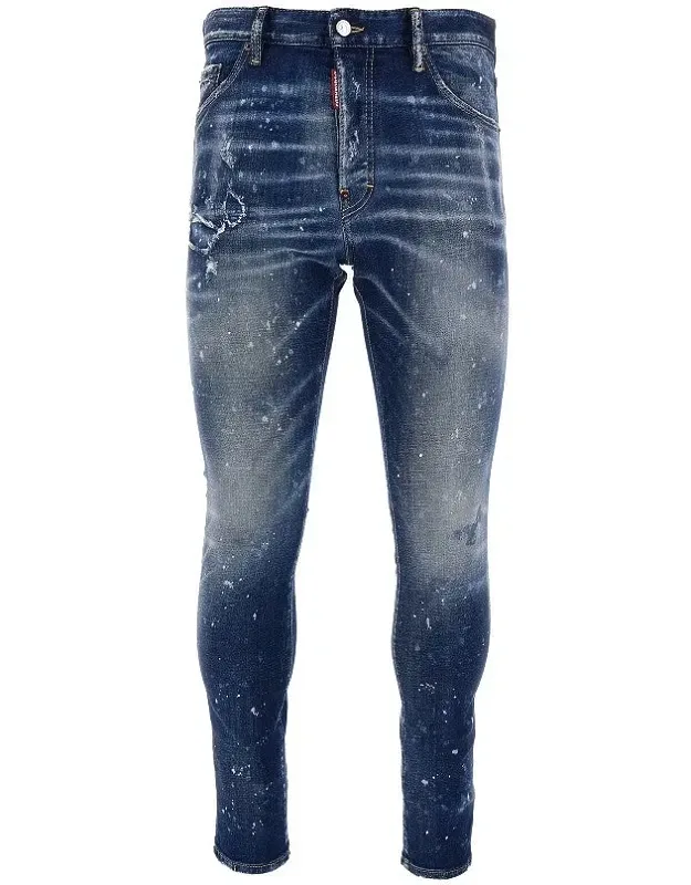 Dsquared2 Stretch Denim Cool Guy Jeans With Distressed Effect And Paint Spots