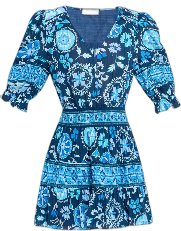 Mini Dress With Voluminous Sleeves And Smocked Waistband