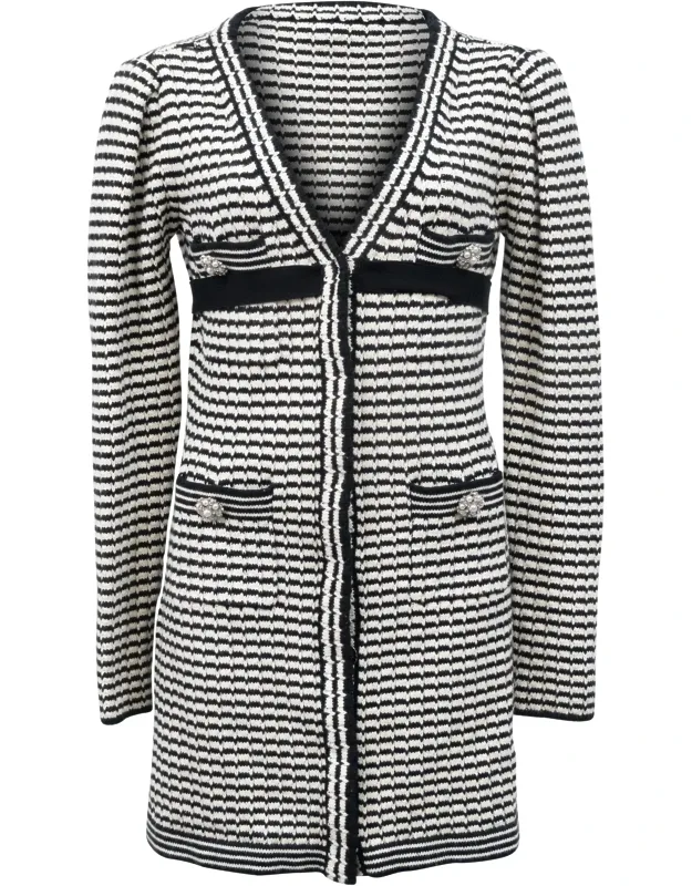 Monochrome Stripe Knit Mini Dress