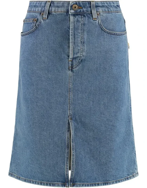 Burberry Denim Skirt With Metal Buttons And Rivets