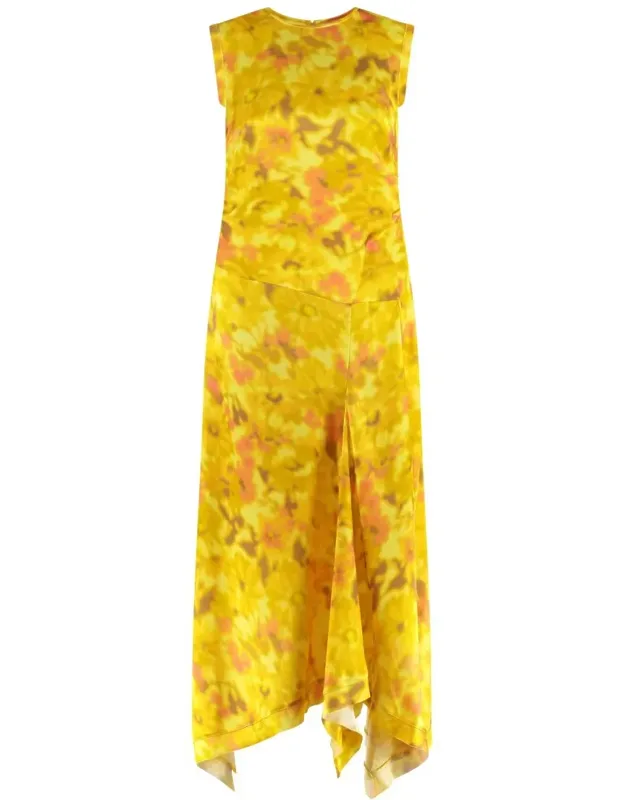 Printed Dress With Asymmetric Hem
