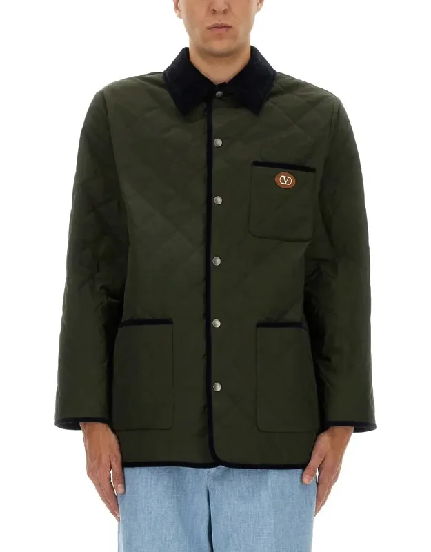 Quilted Shirt Jacket With "vlogo" Patch