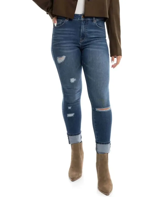 High Rise Cuffed Skinny Jeans