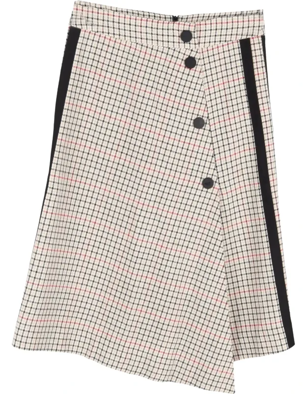 Plaid Asymmetric Midi Skirt