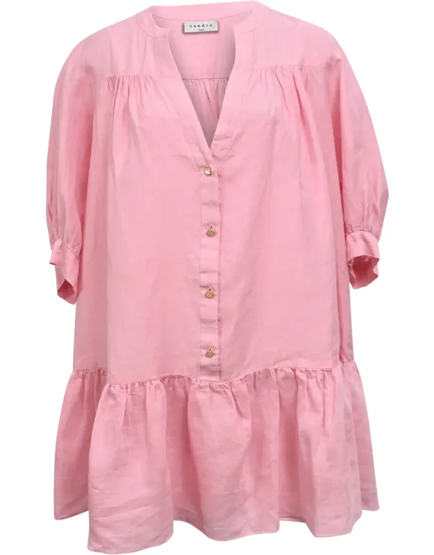 Buttoned Mini Flared Dress