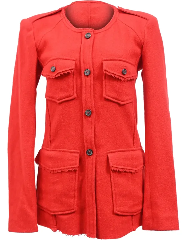 Buttoned Blazer With Pockets In Wool