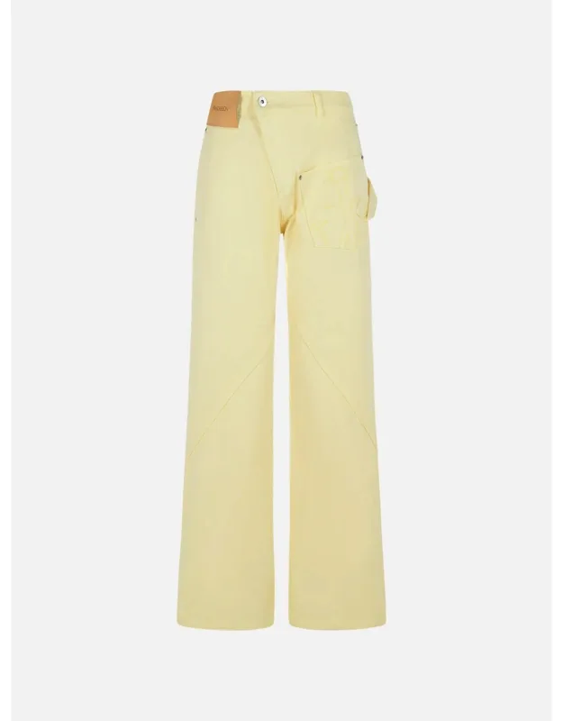 Workwear Cotton Pants With Yellow Twisted Leg