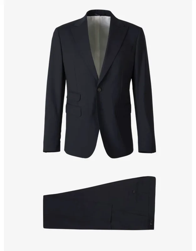 Straight Wool Suit With Classic Fit And Virgin Wool Blend Fabric
