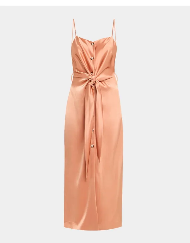 Draped Satin Midi Dress