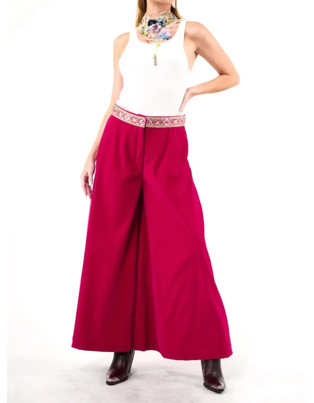 Jovie Pants With Embroidered Trim And Pockets