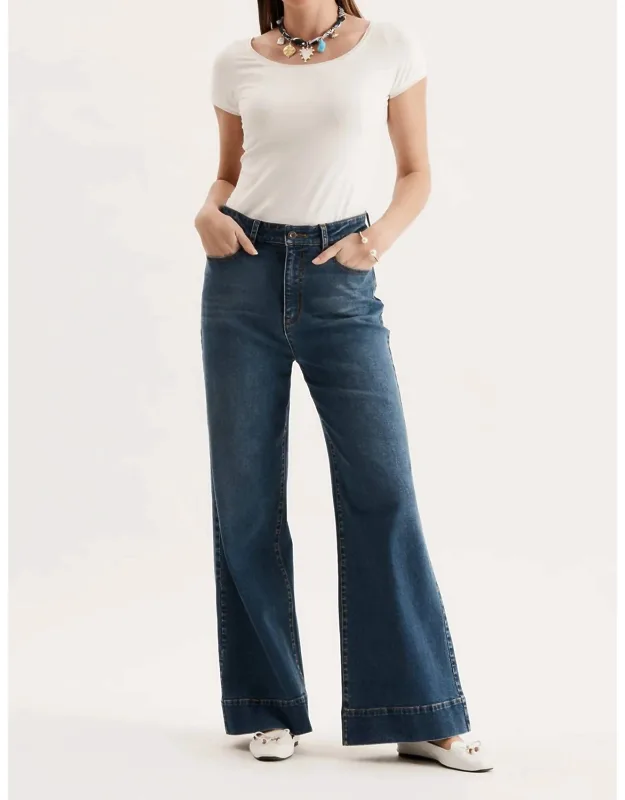 Flared High Rise Jean With Relaxed Fit And Wide-leg Silhouette
