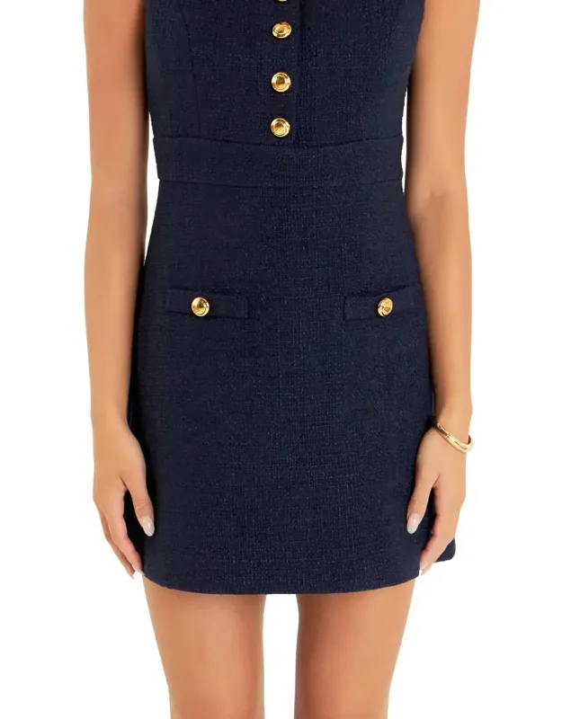 Pointed Tweed Dress
