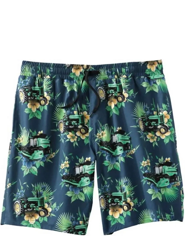 Mesh Lined Hawaiian Tractor Swim Trunks