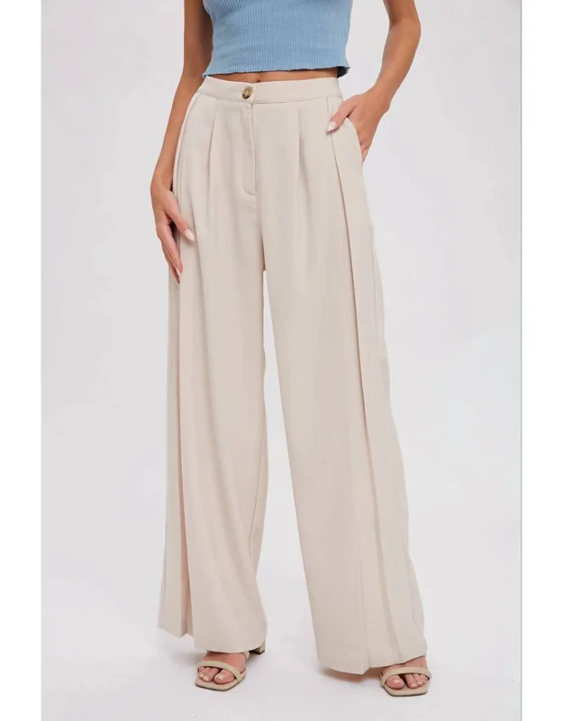 Pintuck Wide Leg Pants