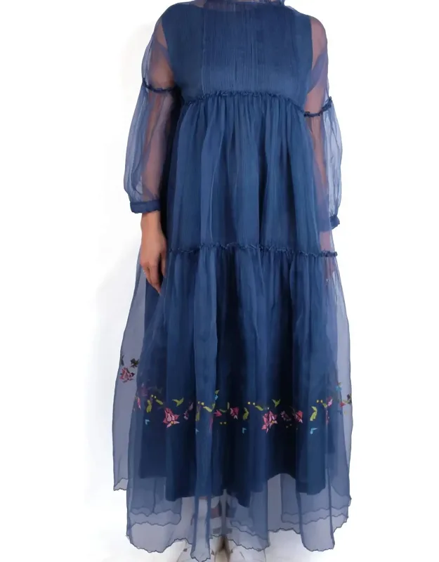 Overlay Embroidered Tiered Dress