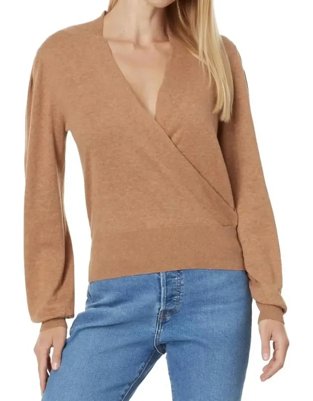 Surplice Sweater With V-neck And Banded Bottom