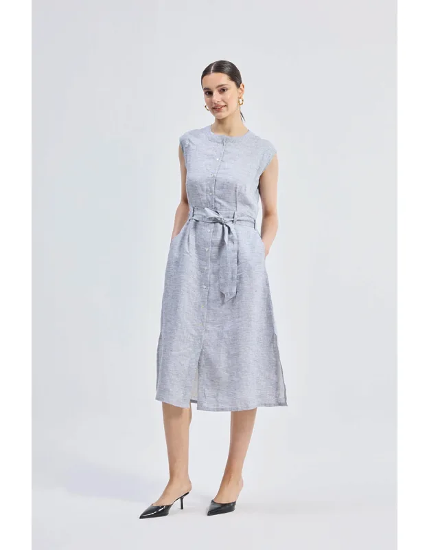 Back Cut Out Linen Dress