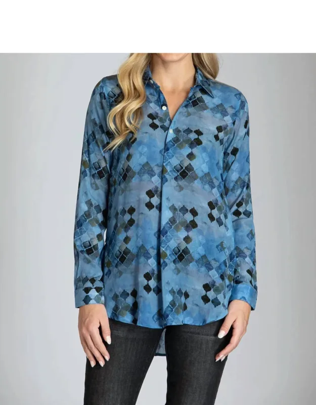 Half Button-up Pullover Tunic Top