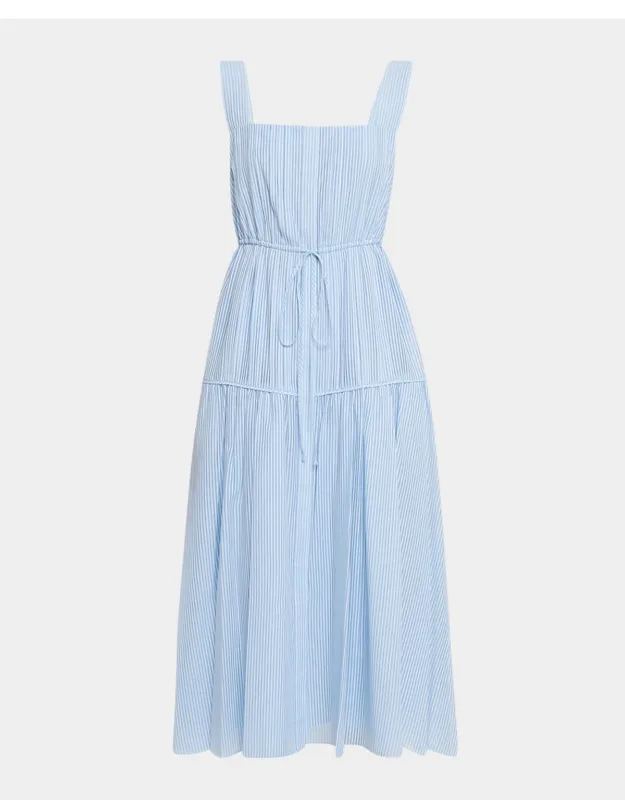 Reina Striped Cotton-silk Midi Dress