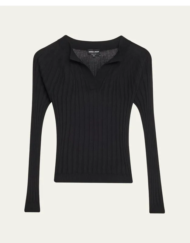 Cashmere-silk Rib Knit Sweater