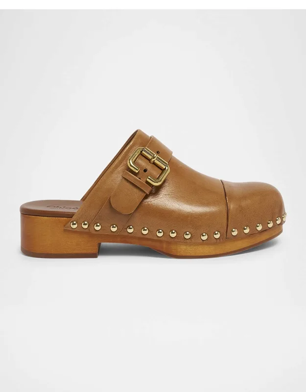 Calf Leather Buckle Clogs