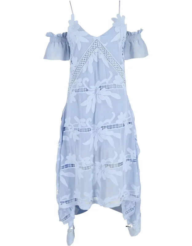 Off-the-shoulder Embroidered Georgette Dress