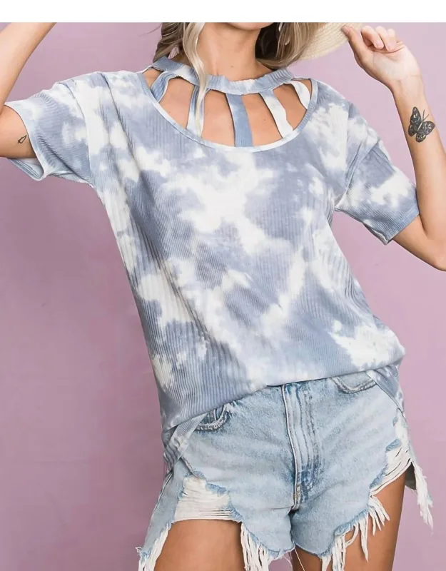 Tie Dye Cutout Detail Top